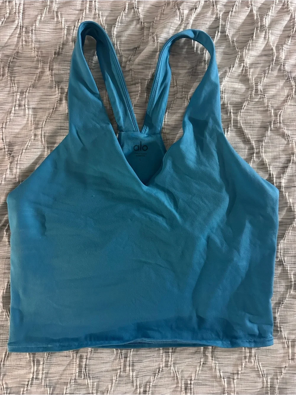 ALO Yoga Teal Blue Racerback Sports Bra Crop Top